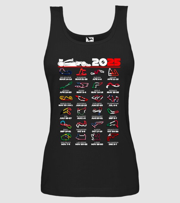 F1 calendar 2025 Negru model negru pe tricou