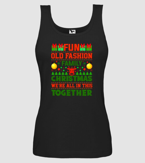 fun old fashion family christmas model negru pe tricou