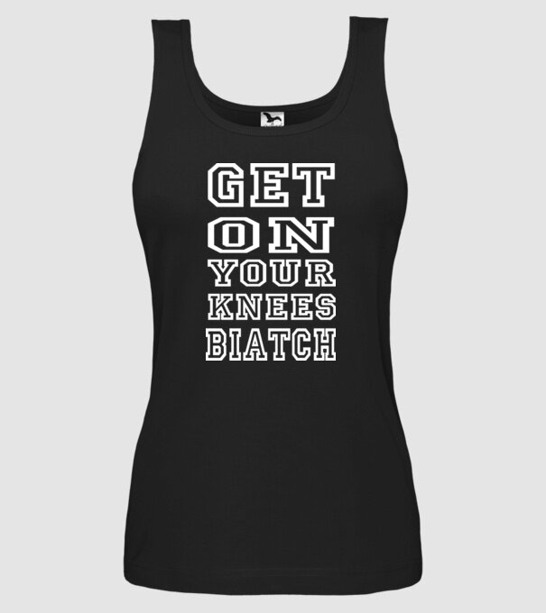 GET ON KNEES model negru pe tricou