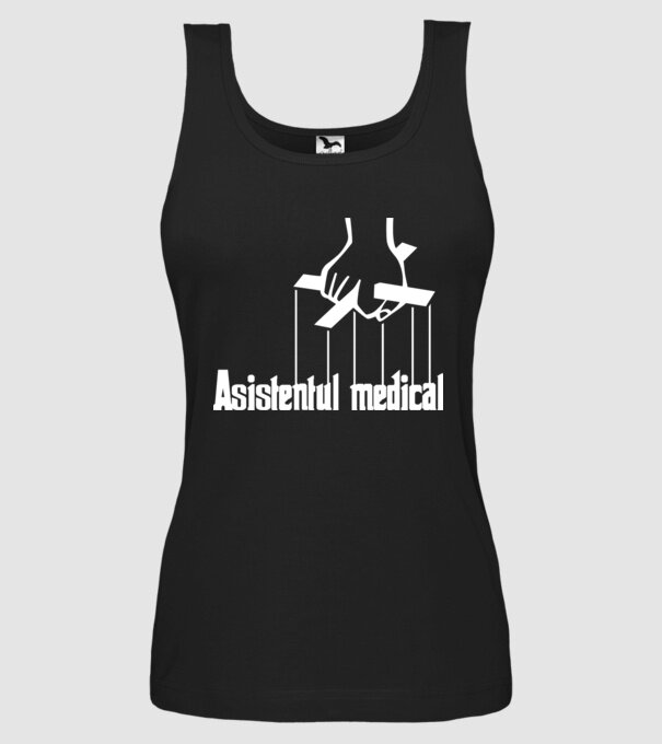 Asistentul medical / Asistenta medicală model negru pe tricou