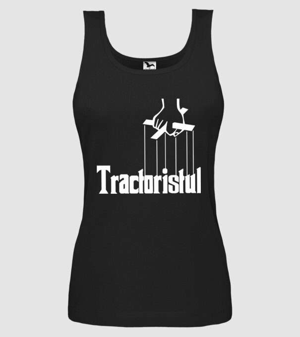 Tractoristul model negru pe tricou