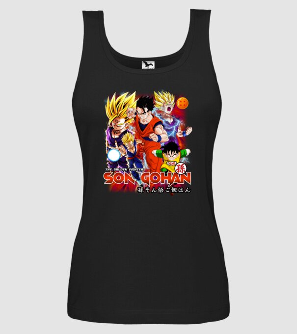 gohan dragonball model negru pe tricou