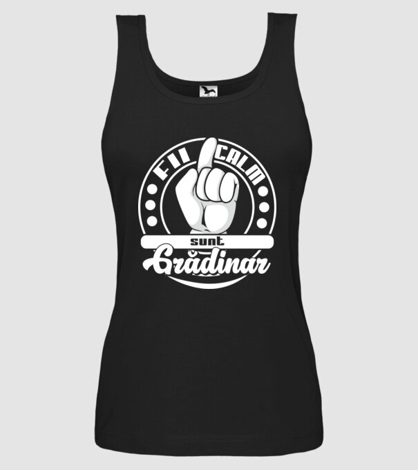 grădinar model negru pe tricou