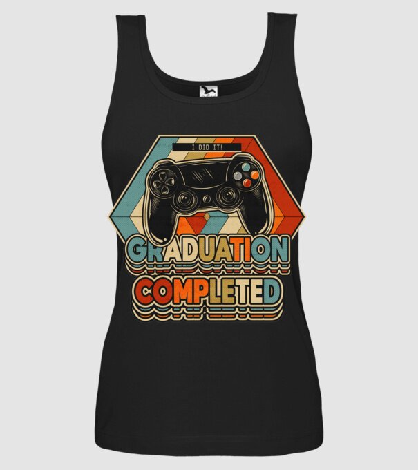 Graduatuion completed retro model negru pe tricou