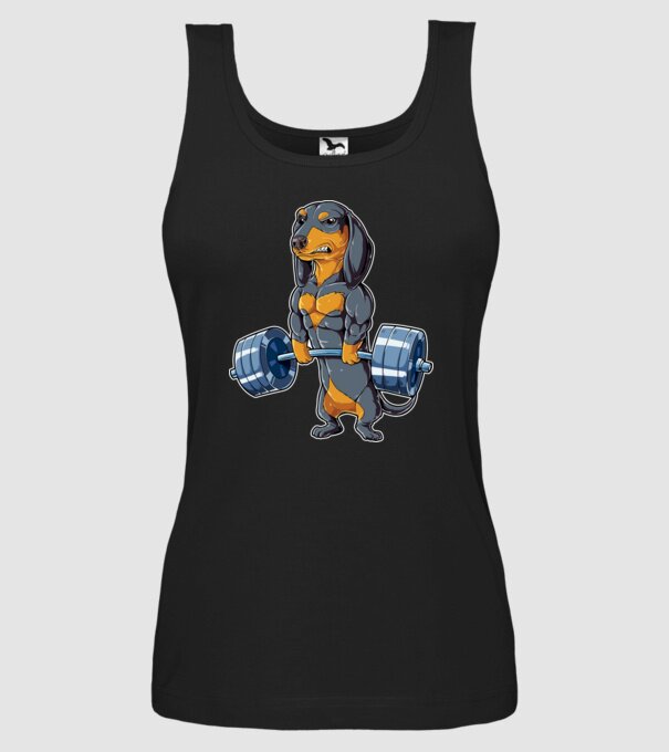 Gym teckel model negru pe tricou