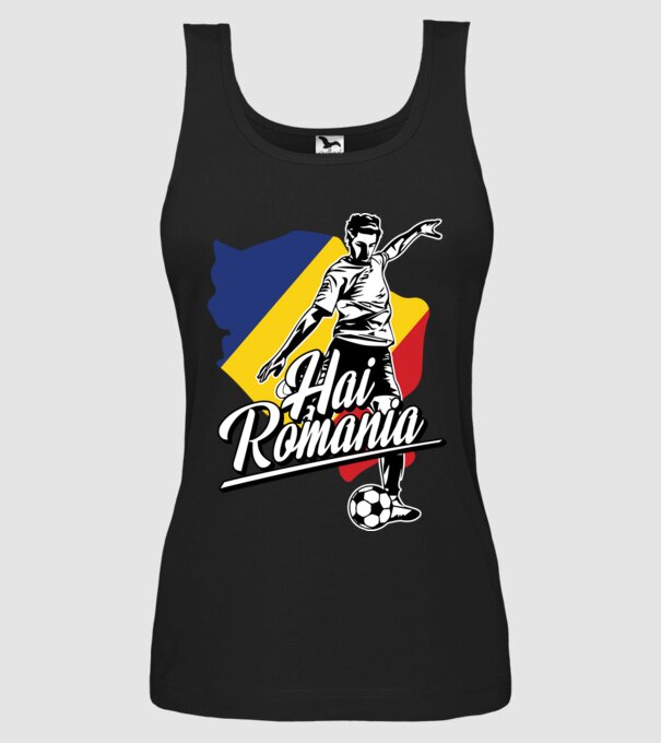 Hai romania fotbal model negru pe tricou