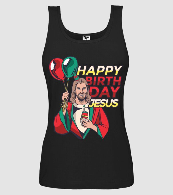 Happy Birtday Jesus! model negru pe tricou