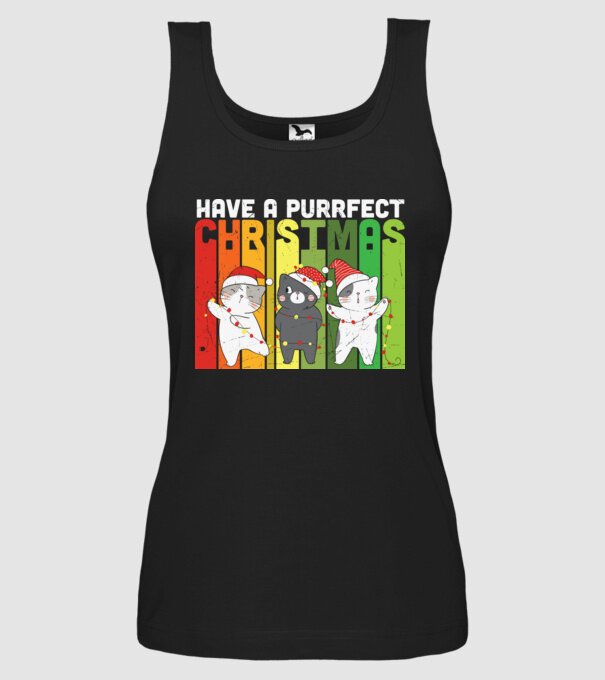 Have a purrfect christmas model negru pe tricou