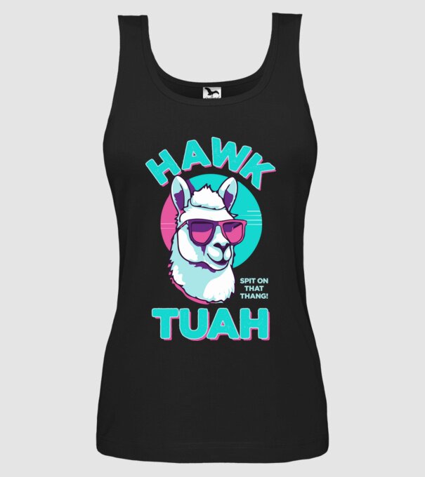 Hawk tuah llama retro sunglasses model negru pe tricou
