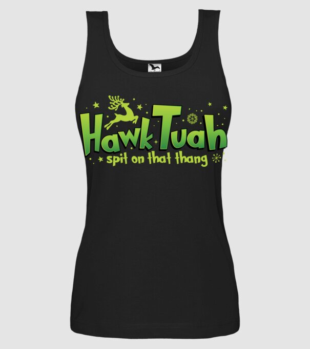 Hawk tuah xmas model negru pe tricou