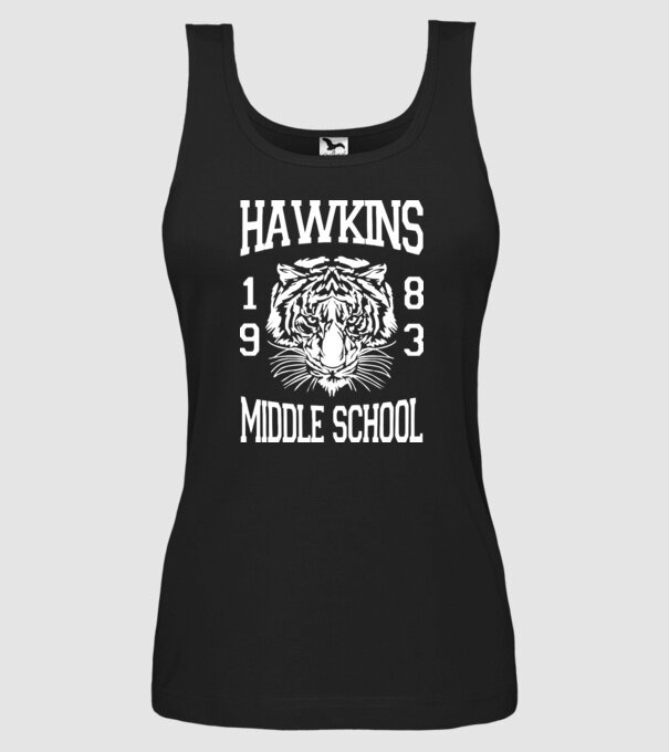 hawkins middle school 83 white model negru pe tricou