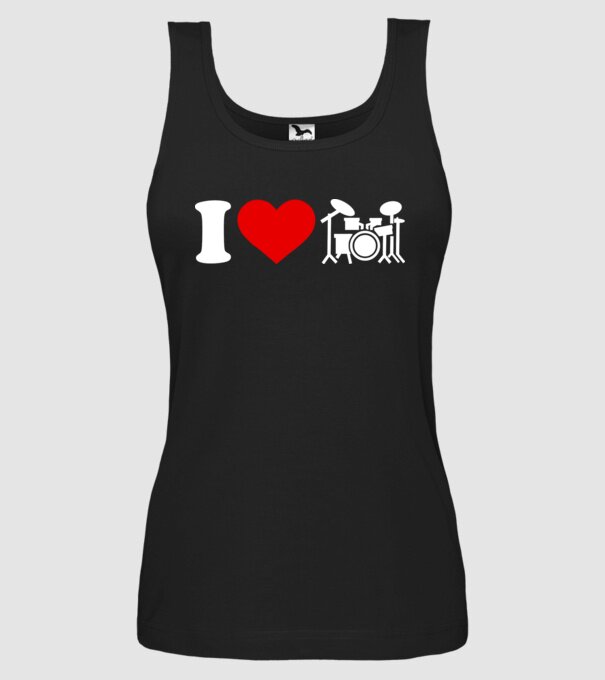 I love drum model negru pe tricou