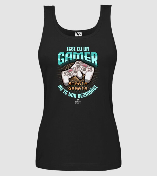 Ieși cu un gamer - aceste degete nu te vor dezamăgi model negru pe tricou