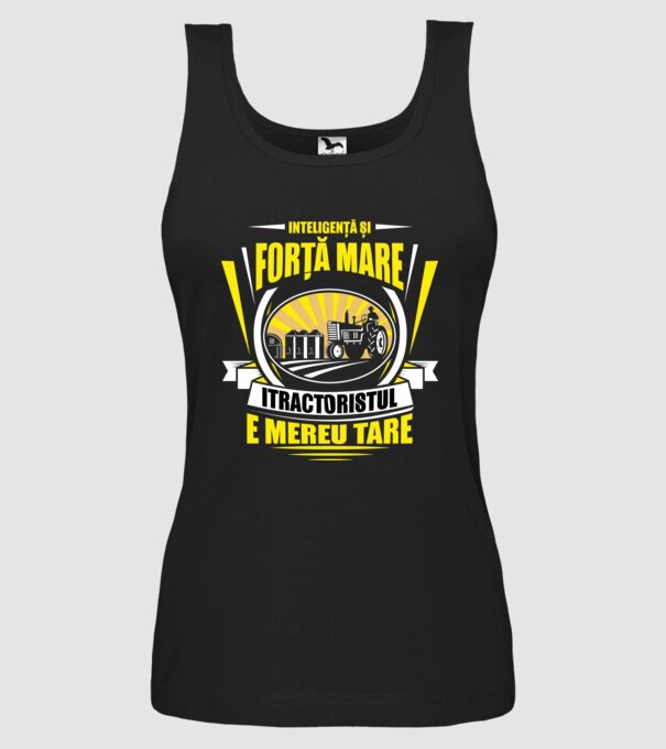 Inteligență și forță mare, tractoristul e mereu tare model negru pe tricou