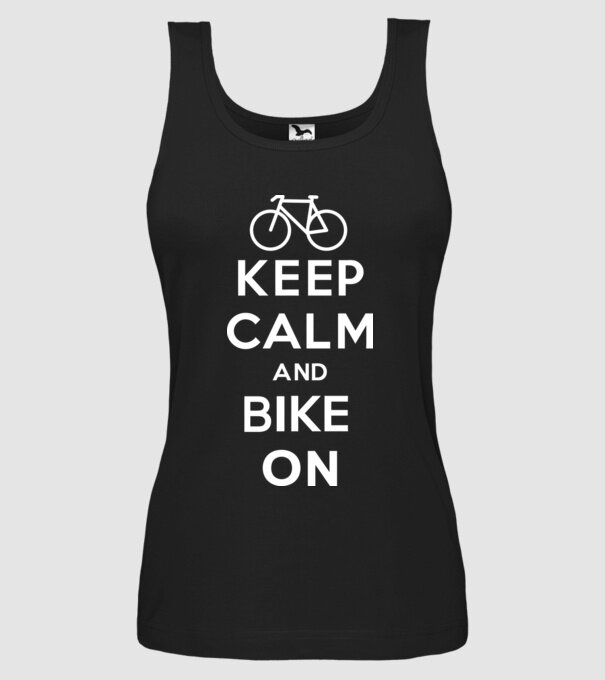 Keep calm and bike on model negru pe tricou