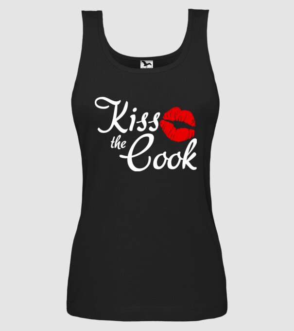 Kiss the cook model negru pe tricou