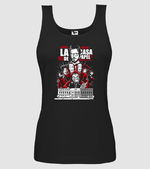 la casa de papel family model negru pe tricou