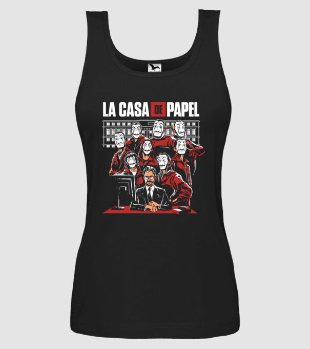 La casa de papel grupo model negru pe tricou