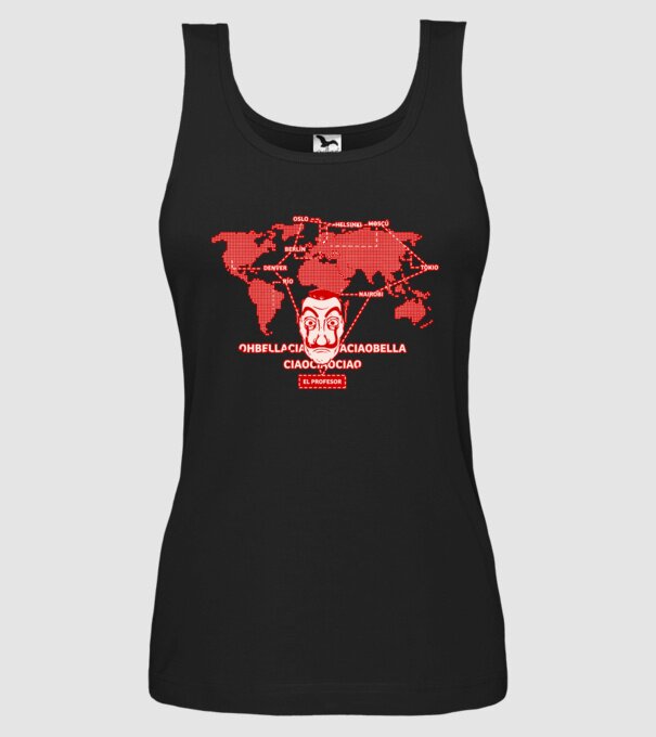 la casa de papel map model negru pe tricou
