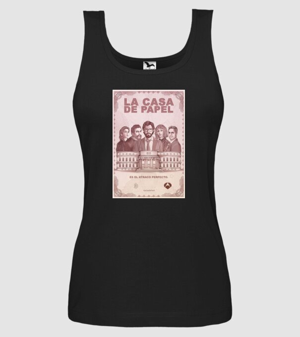 la casa de papel poster model negru pe tricou