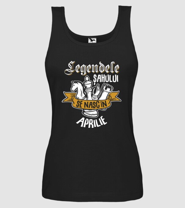 Legendele șahului se nasc în aprilie model negru pe tricou