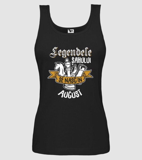 Legendele șahului se nasc în august model negru pe tricou