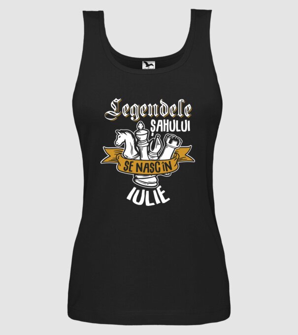 Legendele șahului se nasc în iulie model negru pe tricou