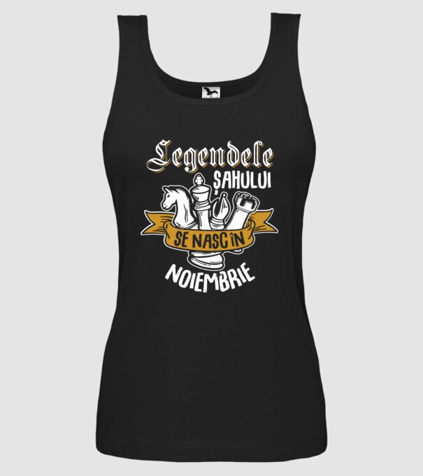 Legendele șahului se nasc în noiembrie model negru pe tricou
