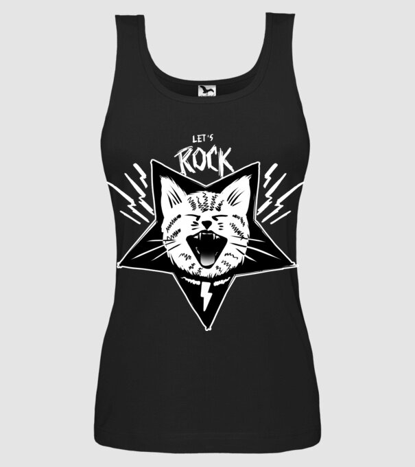 Let's rock model negru pe tricou