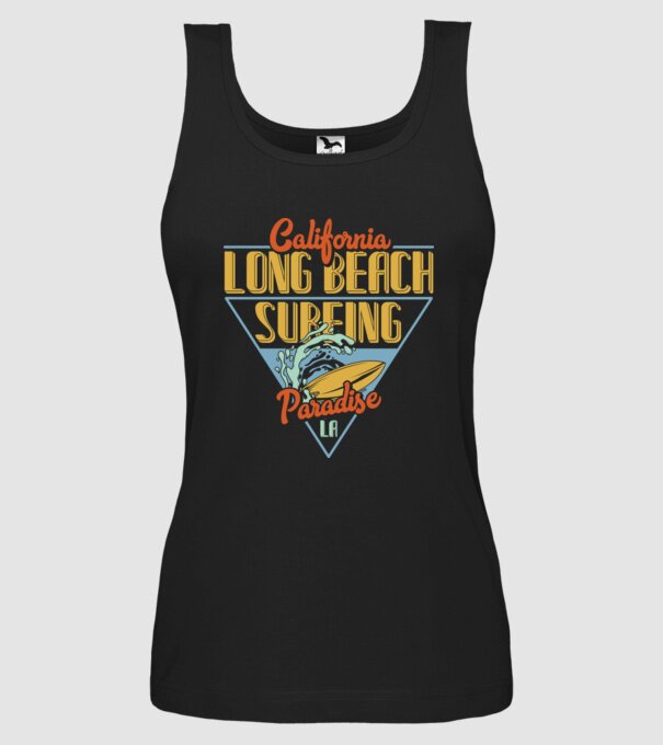 Long Beach model negru pe tricou