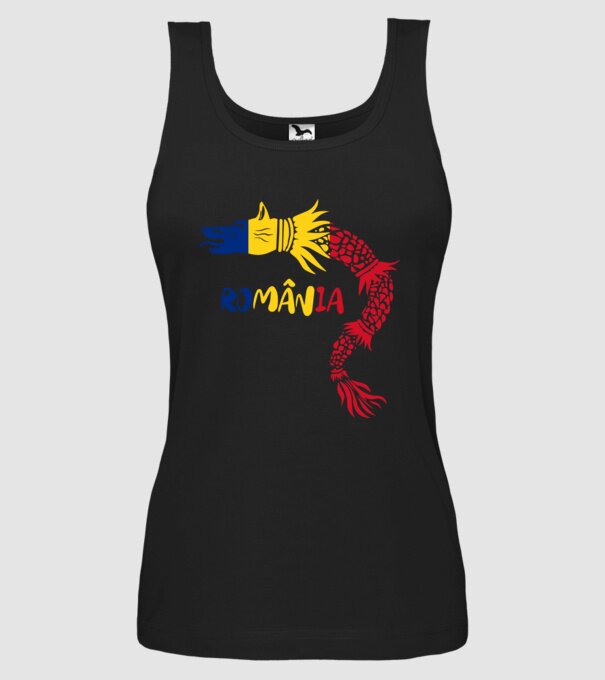 Lupul dacic model negru pe tricou