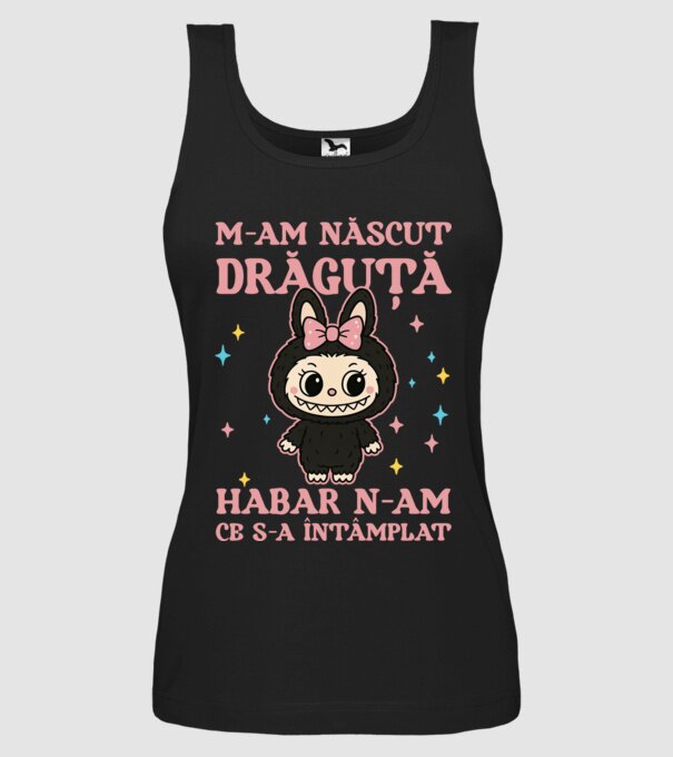 M-am născut drăguță model negru pe tricou