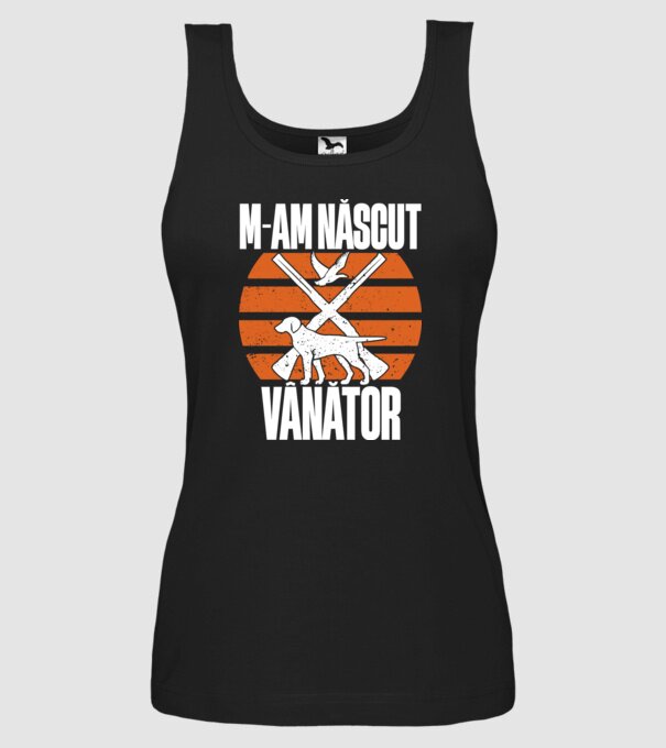 M-am născut vânător model negru pe tricou