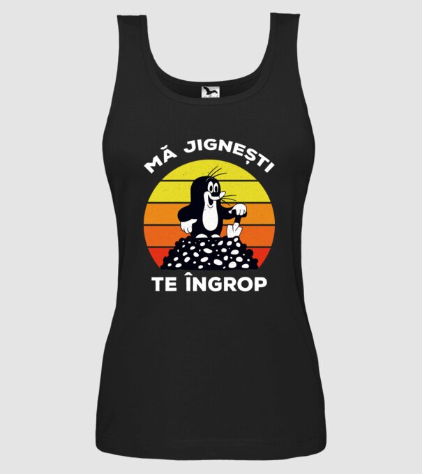 mă jignești, te îngrop model negru pe tricou