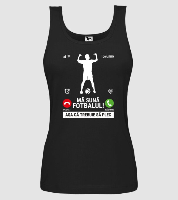 Mă sună fotbalul model negru pe tricou