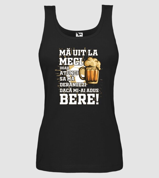 Mă uit la meci model negru pe tricou