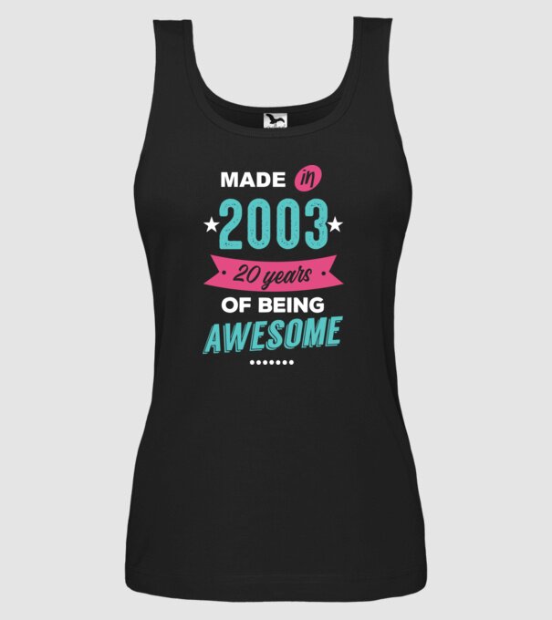 Made in 2003 model negru pe tricou