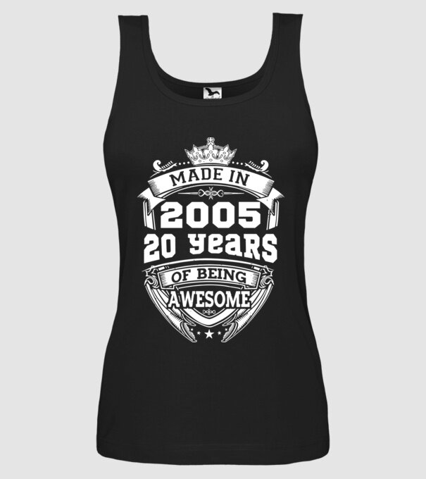 Made in awesome 2005 model negru pe tricou