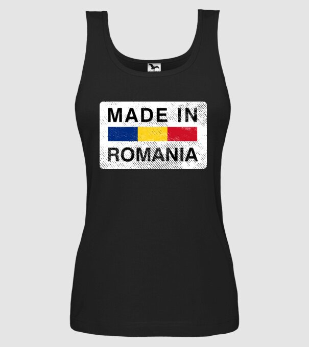 made in romania model negru pe tricou