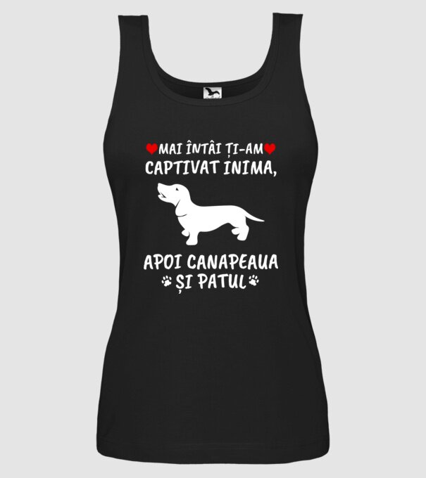Mai întâi ți-am captivat inima, apoi canapeaua și patul model negru pe tricou