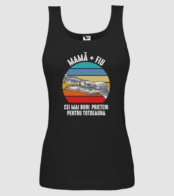 Mamă + fiu - Cei mai buni prieteni pentru totdeauna model negru pe tricou