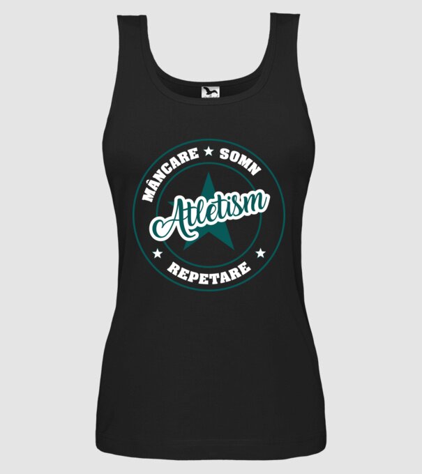 mâncare somn repetare ATLETISM model negru pe tricou