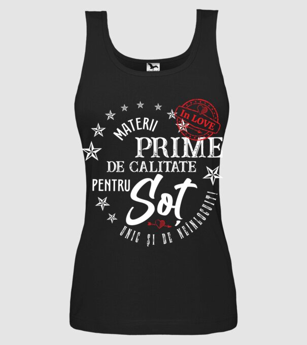 Materii prime de calitate pentru soț model negru pe tricou