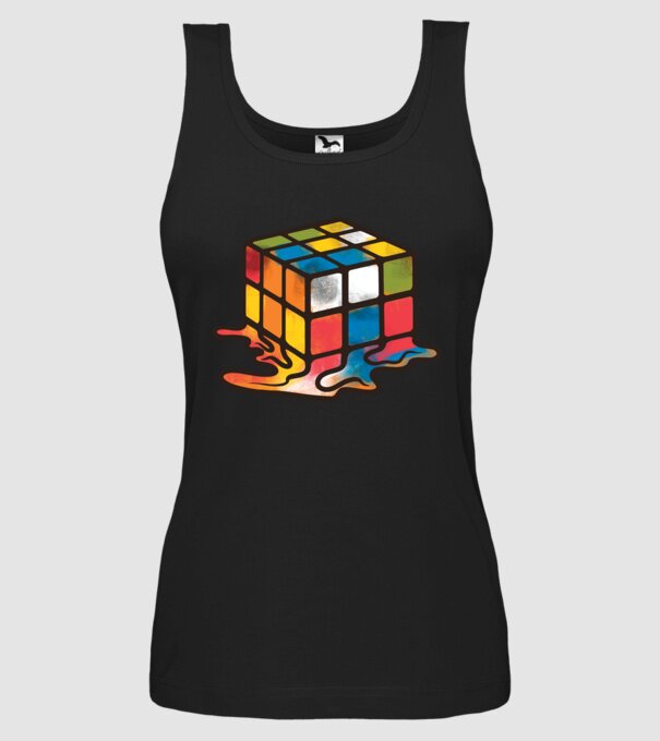 Melted Rubik model negru pe tricou
