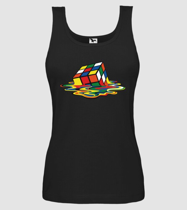 Melting Rubik model negru pe tricou