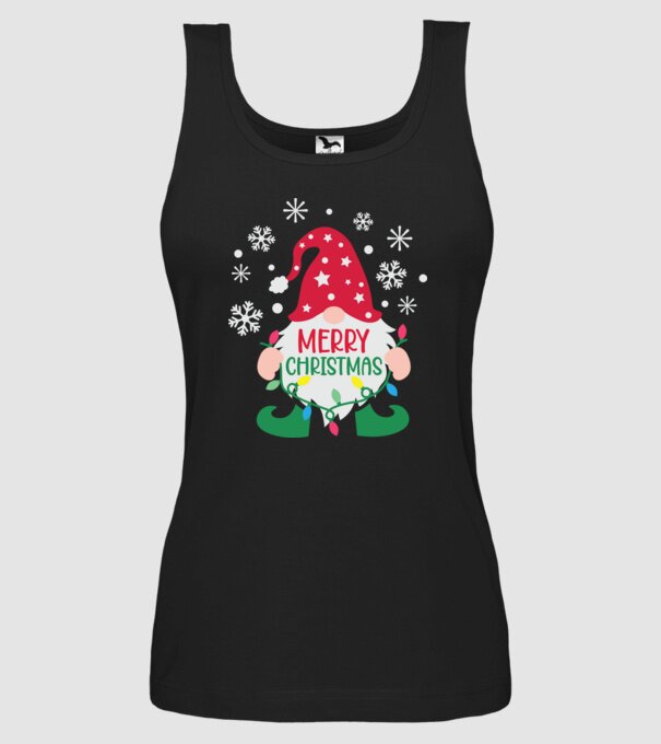 Merry christmas gnome model negru pe tricou