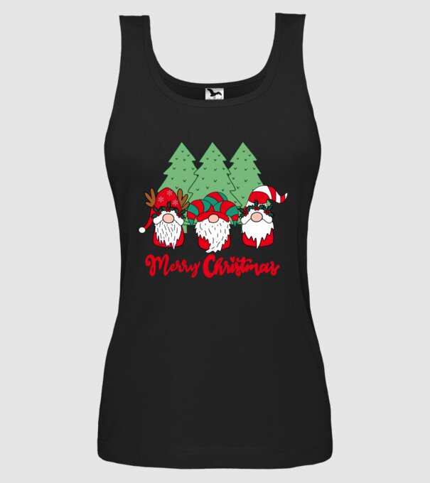 Merry christmas gnomes model negru pe tricou