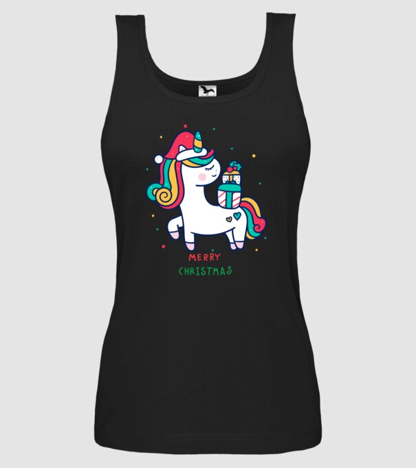 merry christmas unicorn model negru pe tricou