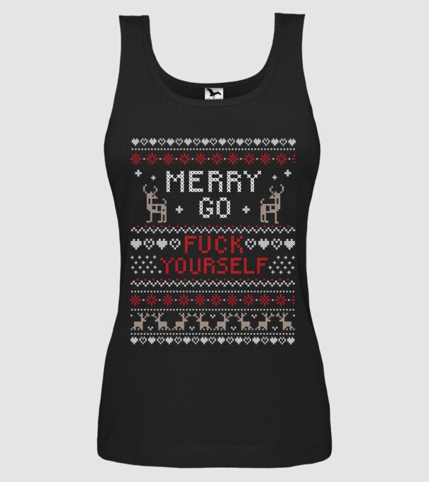 Merry go fuck yourself model negru pe tricou