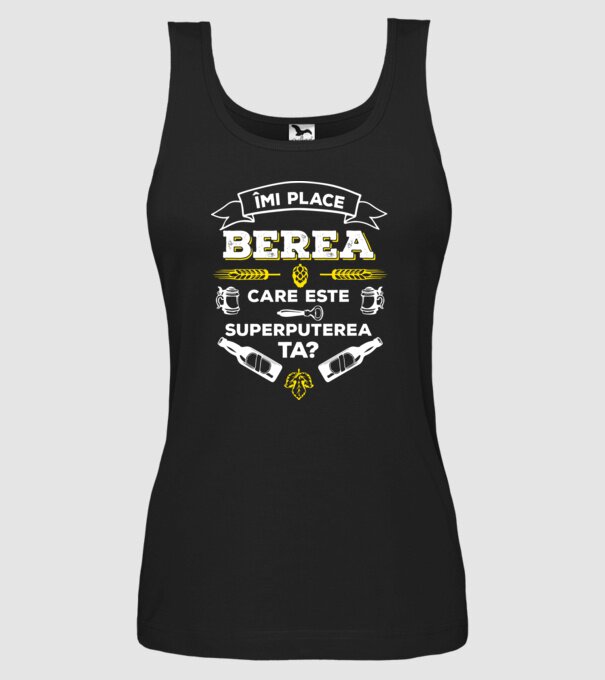 îmi place berea, care este superputerea ta? model negru pe tricou